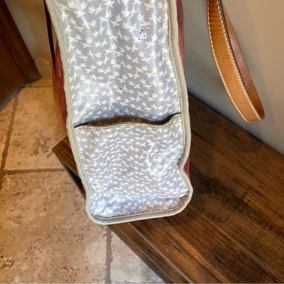 FOSSIL Key Per PVC Coated Red and Grey Shoulder Tote Bag - Picture 5 of 6